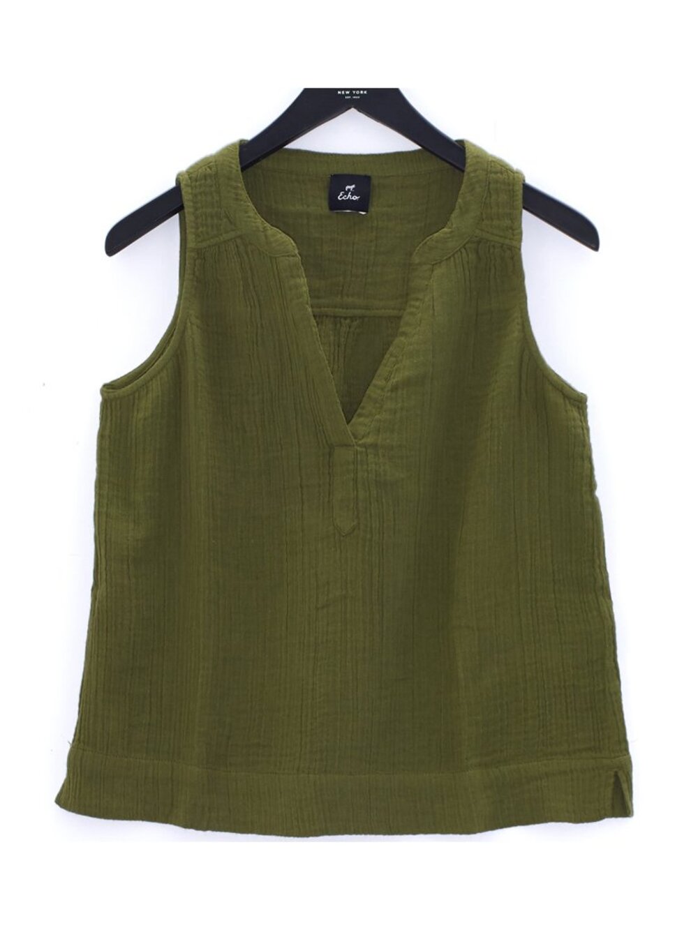 Echo Olive Cotton Gauze Sleeveless Top  | S | NWOT